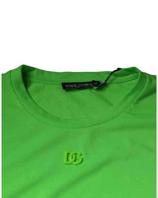 Dolce & Gabbana Green Logo Round Neck Short Sleeves T-Shirt for men