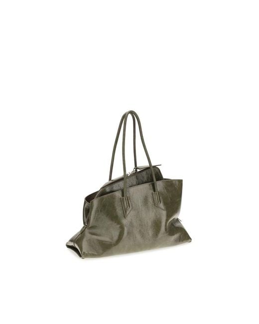 The Attico Green Bicolor Calf Leather Bos Taurus Shoulder Bag