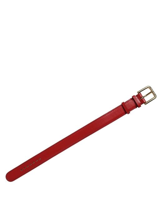 Dolce & Gabbana Red Calfskin Leather Gold Buckle Belt Strap Bracelet
