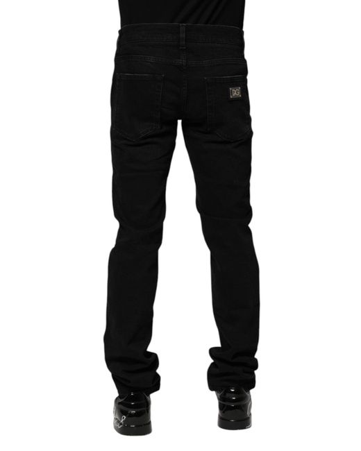 Dolce & Gabbana Black Distressed Slim Fit Jeans for men