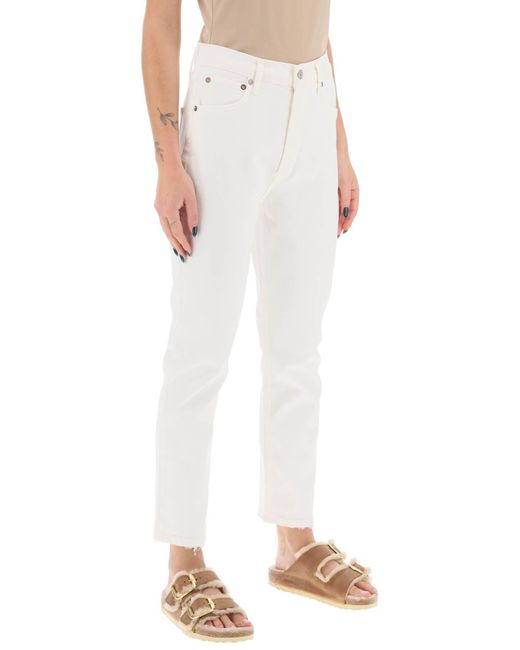 Agolde White Riley High Waisted Cropped Jeans