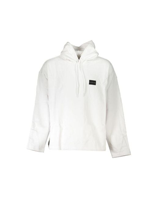 Calvin Klein White Cropped Hoodie Relaxed Fit for men