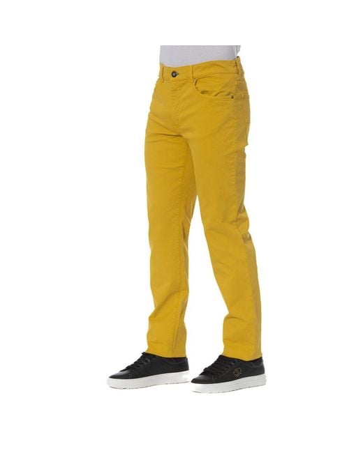 Trussardi Yellow Elegant Cotton Blend Trousers for men