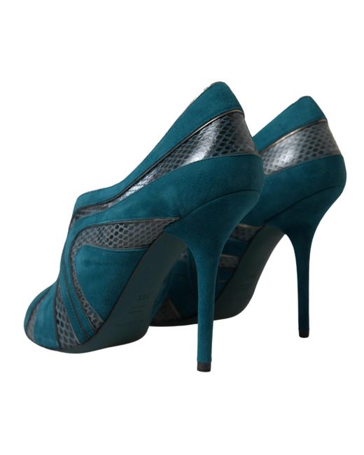 Dolce & Gabbana Blue Chic Peep Toe Stiletto Ankle Booties