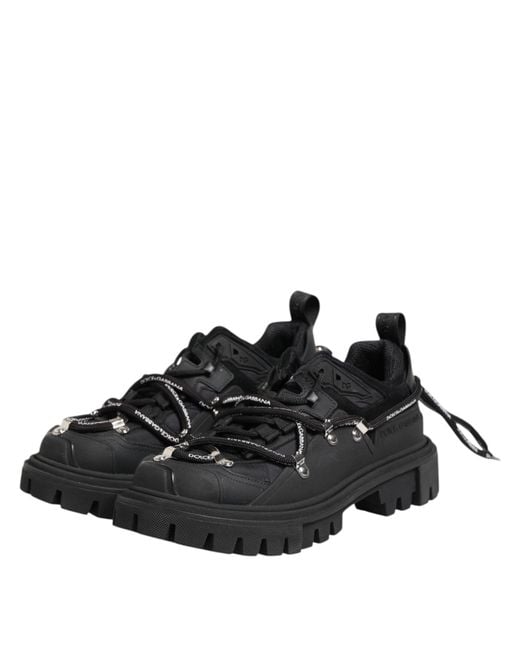Dolce & Gabbana Black Low Top Lace Up Trekking Sneakers Shoes for men