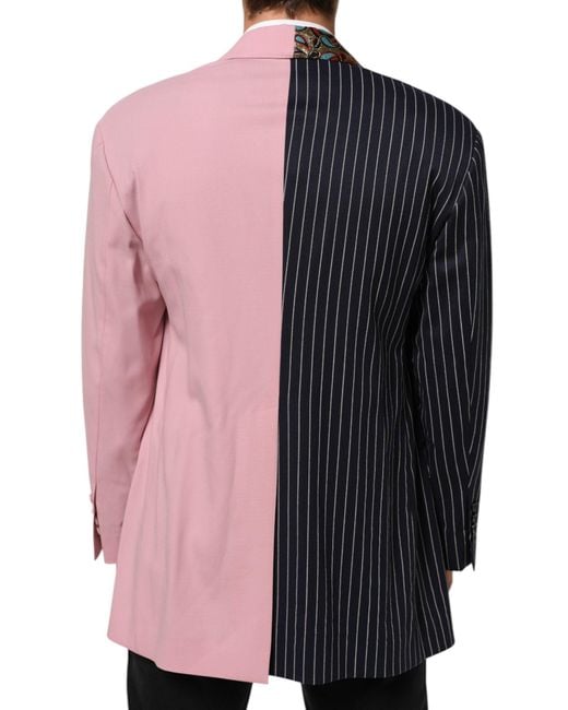 Dolce & Gabbana Black Multicolor Patchwork Single Breasted Jacket Blazer for men