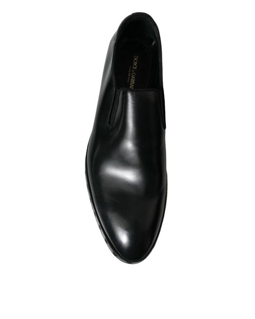 Dolce & Gabbana Black Leather Studded Loafers Dress Shoes for men