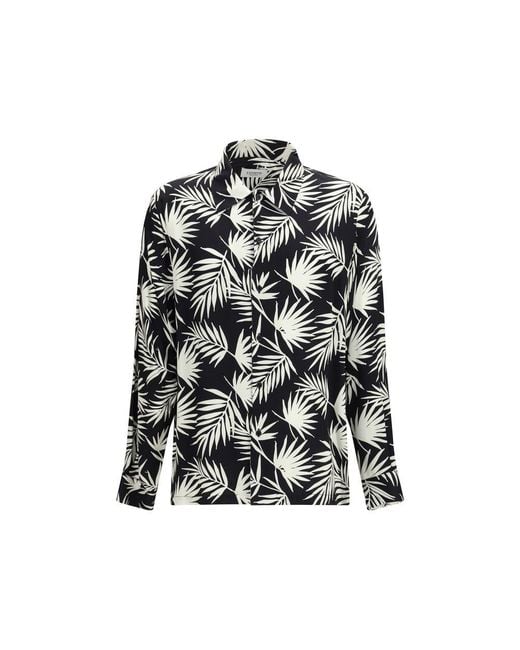 Laneus Black Viscose Pattern Shirt for men
