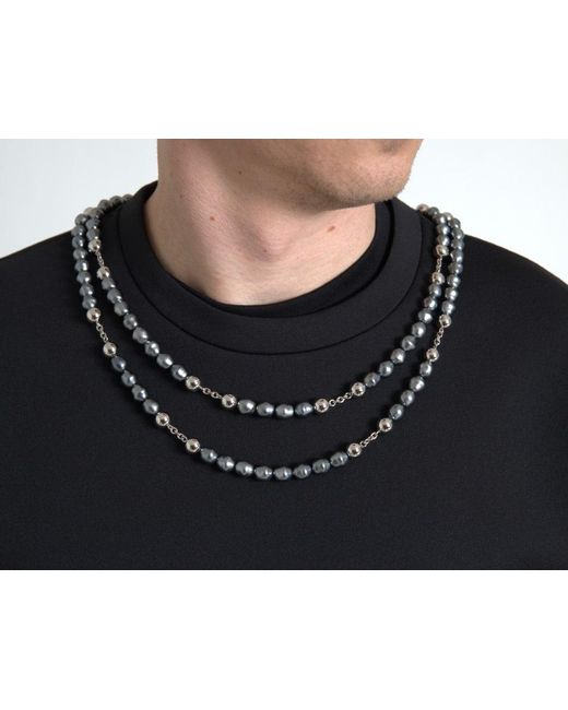 Dolce & Gabbana Black Necklace Embellished Polyester T for men