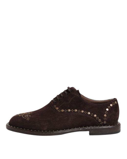 Dolce & Gabbana Brown Velvet Lace Up Oxford Dress Shoes for men