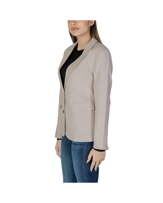 ONLY Gray Beige Recycled Polyester Suits & Blazer