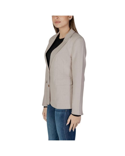 ONLY Gray Beige Recycled Polyester Suits & Blazer