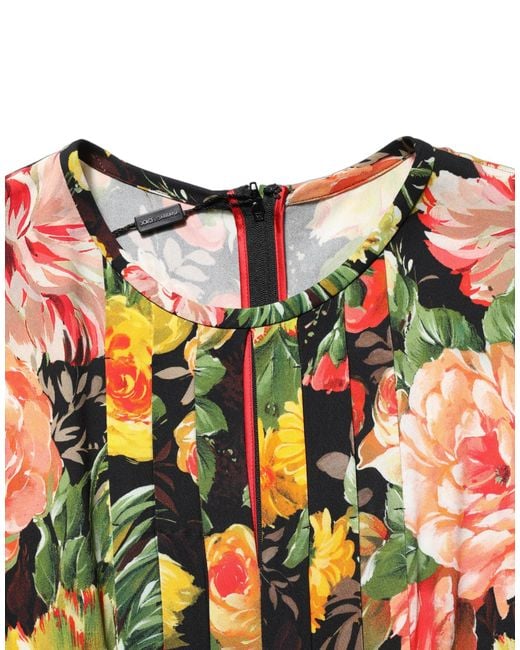 Dolce & Gabbana Multicolor Floral Print Longsleeve Midi Dress