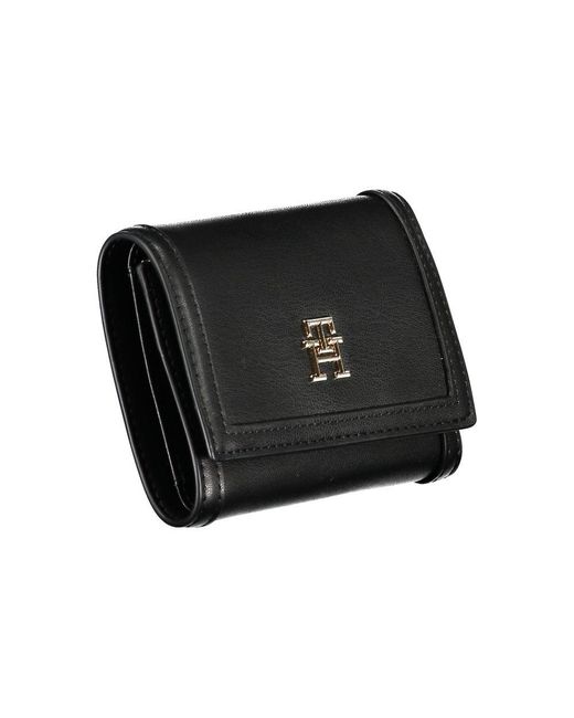 Tommy Hilfiger Black Sleek Double-Spaced Wallet With Logo