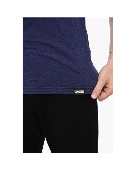 DSquared² Blue Cotton Underwear Tank Top With Contrasting Trim for men