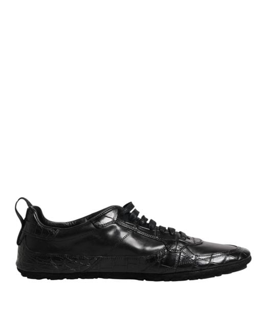 Dolce & Gabbana Black Exotic Leather Low Top Sneakers Shoes for men