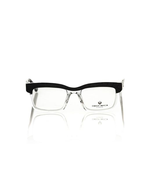 Frankie Morello Black Geometric Chic Transparent Clubmaster Eyeglasses