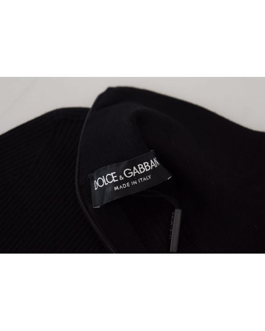 Dolce & Gabbana Black Elegant Wool Half Zip Turtleneck Sweater for men