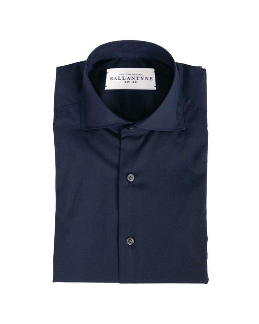 Ballantyne Blue Elegant Spread Collar Cotton Shirt for men