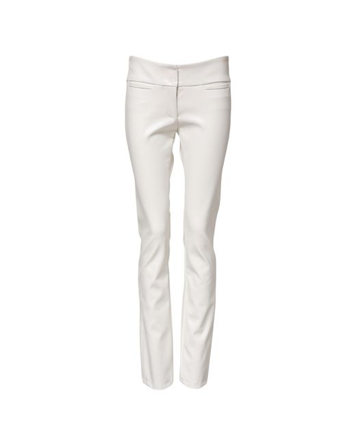 Dolce & Gabbana White Polyurethane High Waist Tapered Pants