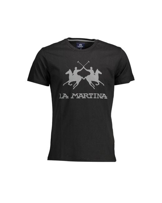 La Martina Black Cotton T-shirt for men