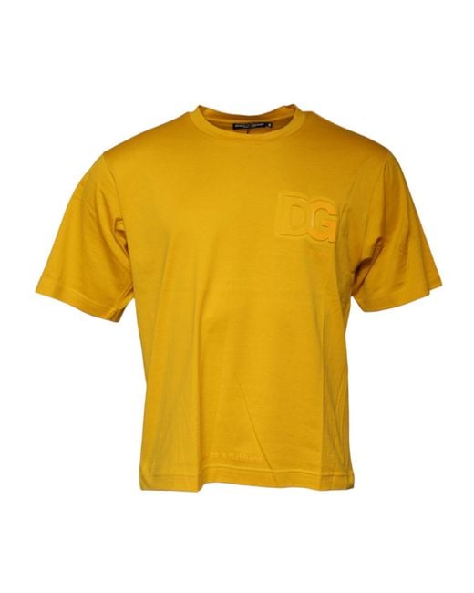Dolce & Gabbana Yellow Dg Logo Tshirt Short Sleeve Crew Neck for men
