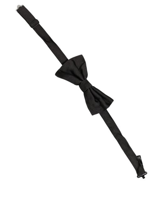 Dolce & Gabbana Men Black 100% Silk Adjustable Neck Papillon Bow Tie for men