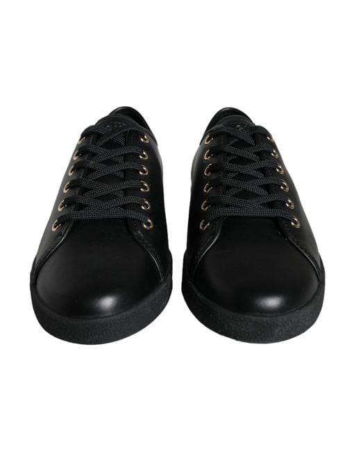 Dolce & Gabbana Black Leather Classic Sneakers Shoes