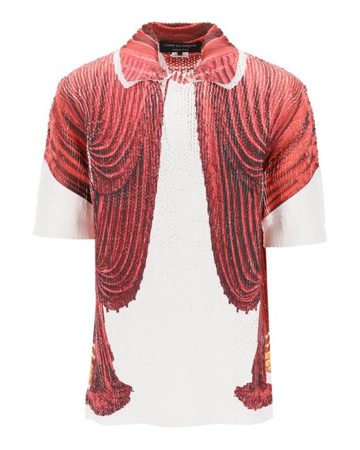 Comme des Garçons Red Comme Des Garcons Homme Plus Knit Polo Shirt With Theater Print for men