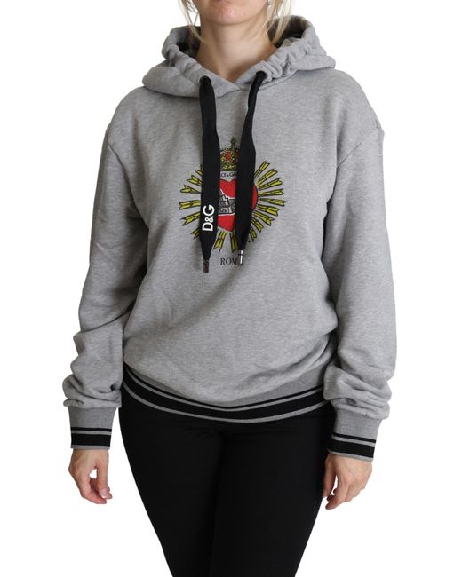 Dolce & Gabbana Gray Grey Printed Hooded Exclusive Logo Sweater