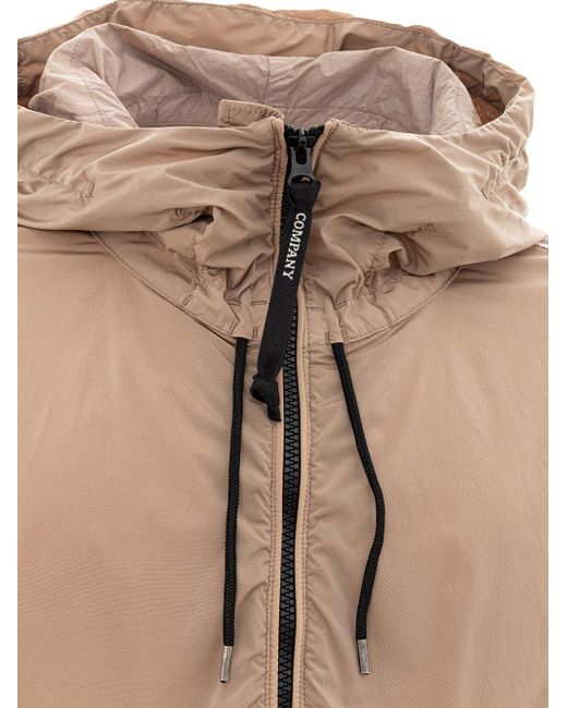 C P Company Natural Hazelnut Technical Fabric Hodded Jacket for men