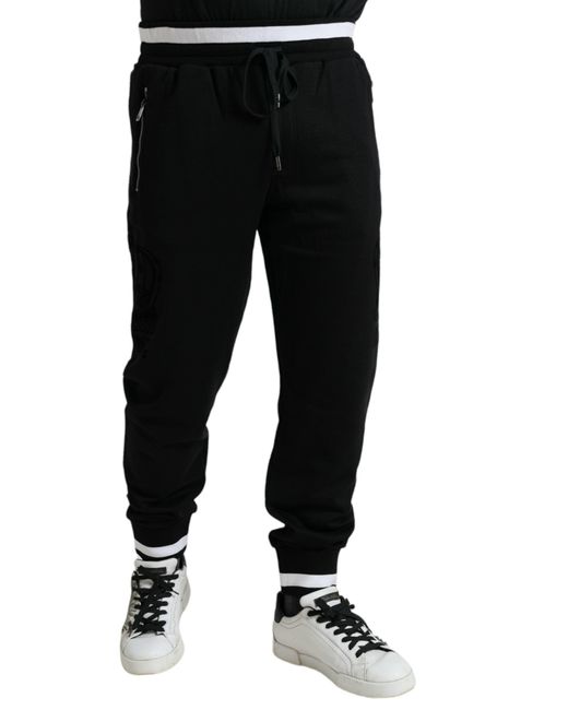 Dolce & Gabbana Black Cotton Logo Sweatpants Jogging Pants for men