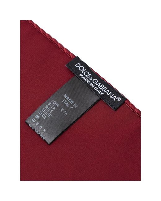 Dolce & Gabbana Red Silk Pocket Square for men