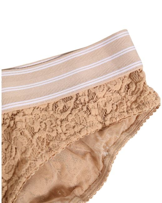 Dolce & Gabbana Natural Beige Lace Brasiliano Briefs Logo Waistband Underwear
