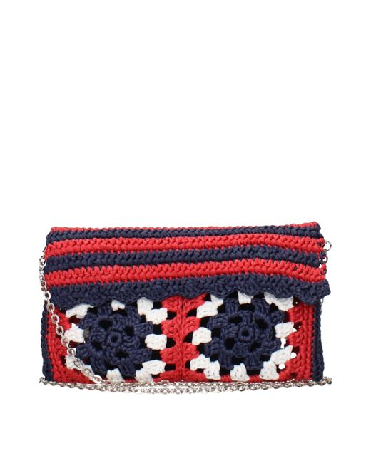 Miu Miu Red Multicolor Raffia Clutch Bag