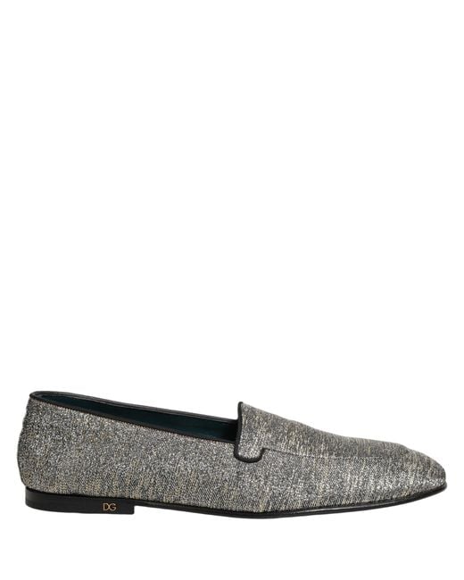 Dolce & Gabbana Gray Lurex Glitter Men Dress Loafers Shoes for men