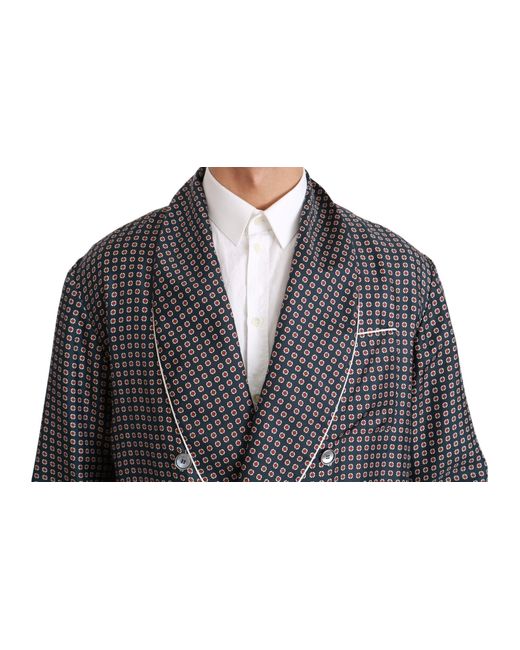 Dolce & Gabbana Black Red Silk Crystal Jacket Coat Blazer for men