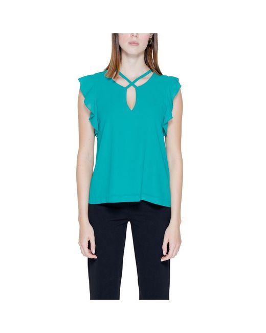 Rinascimento Blue Bicolor Polyester Blouse