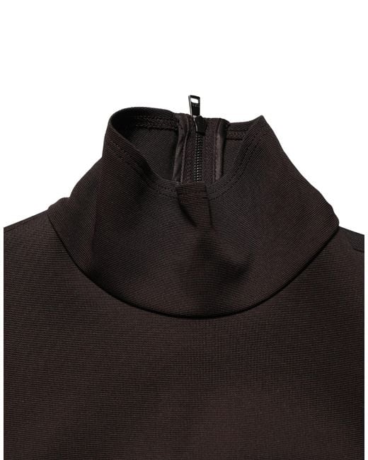 Dolce & Gabbana Black Brown Turtleneck Jersey Long Maxi Dress