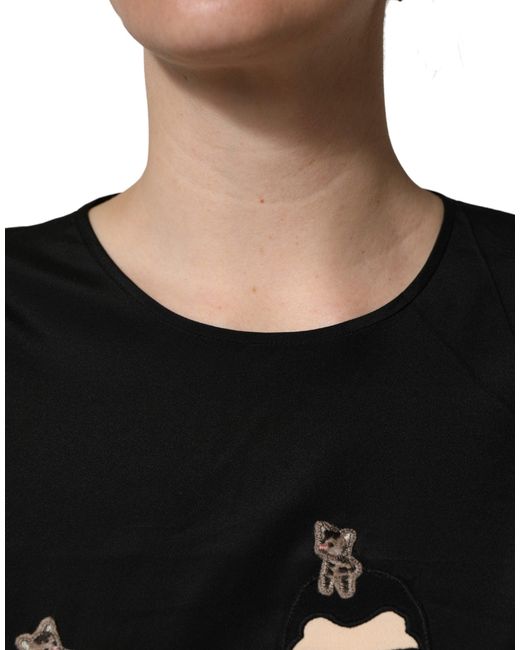 Dolce & Gabbana Black #dgfamily Silk Blouse Top