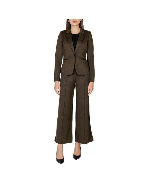 Ichi Brown Green Polyester Suits & Blazer