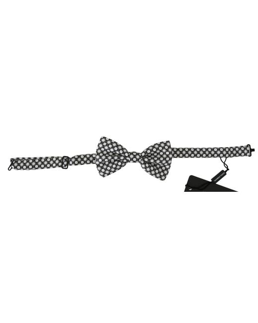 Dolce & Gabbana Black Circles Adjustable Neck Papillon Bow Tie for men