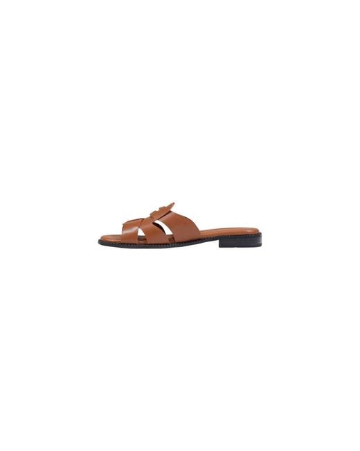 Tommy Hilfiger Brown Leather Flat Sandals