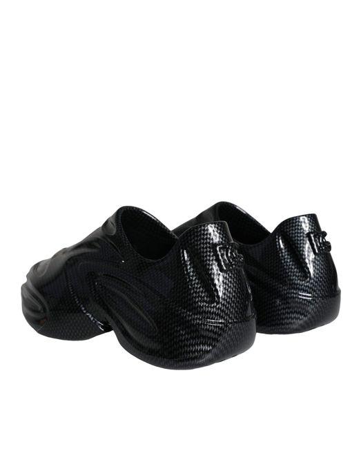 Dolce & Gabbana Black Foiled Rubber Toy Low Top Sneakers Shoes for men