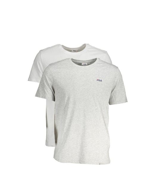 Fila White Grey Cotton Men's T for men