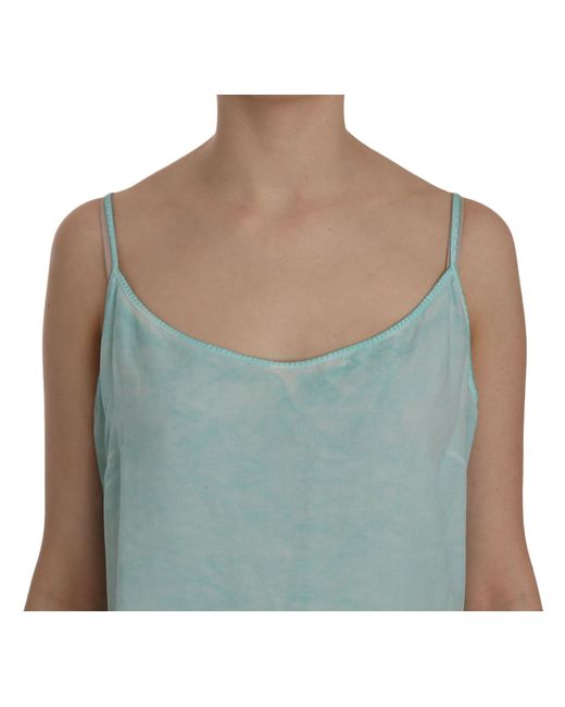 Ermanno Scervino Sleeveless Spaghetti Top Blue Tsh3759