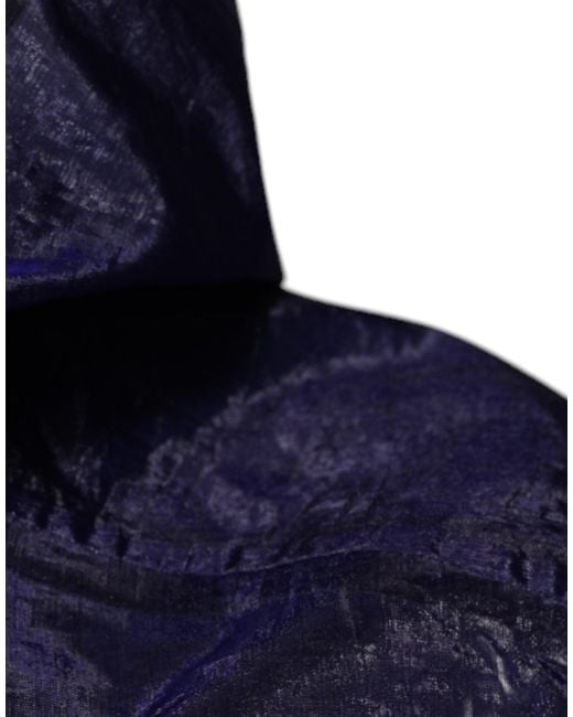 Dolce & Gabbana Dark Blue Cotton Hooded Men Raincoat Jacket for men