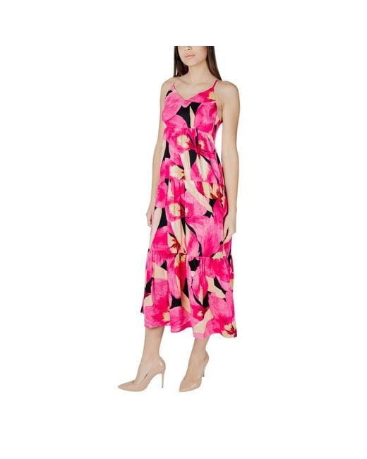ONLY Pink Multicolor Viscose Long Dress