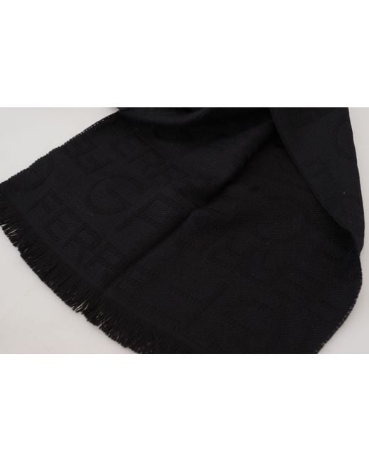 Gianfranco Ferré Black Wool Neck Wrap Shawl Fringes Scarf