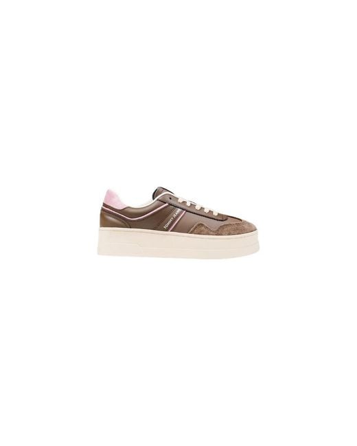 Tommy Hilfiger Pink Brown Artificial Leather Sneakers